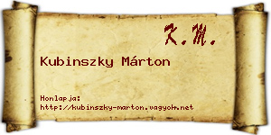 Kubinszky Márton névjegykártya