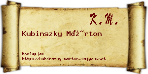 Kubinszky Márton névjegykártya