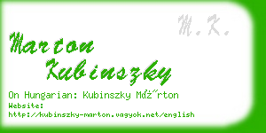 marton kubinszky business card